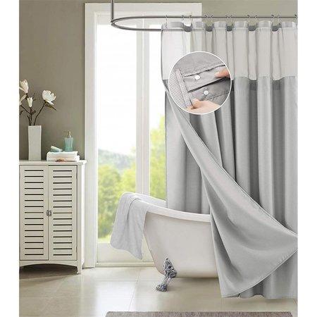 GFANCY FIXTURES 72 x 70 x 1 in. Silver Modern Grid Shower Curtain & Liner Set GF2627947